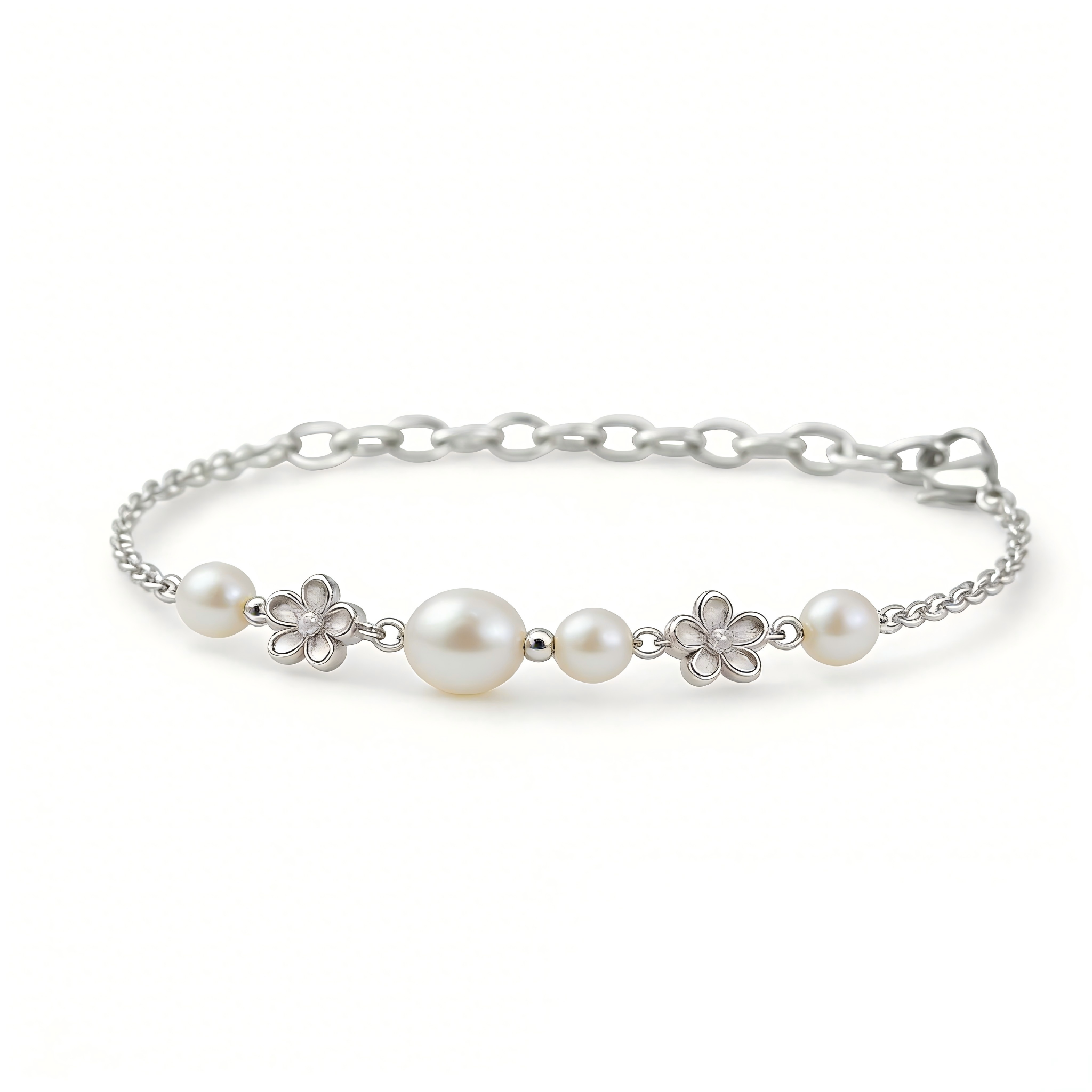 Floral Pearl Chain Bracelet