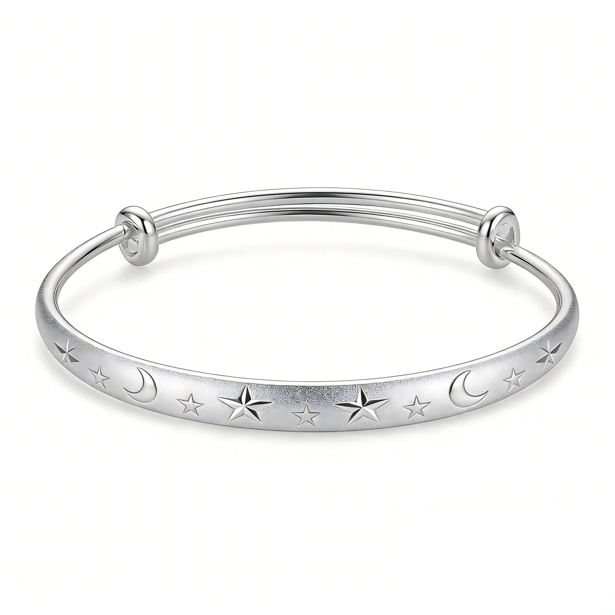 Celestial Star and Moon Engraved Bangle