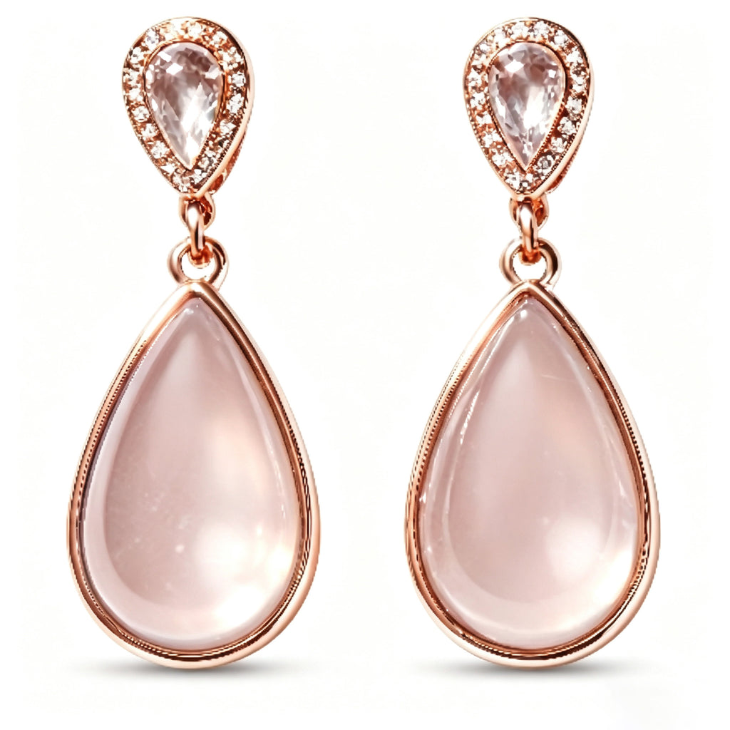 Blush Pink Cabochon Teardrop Earrings