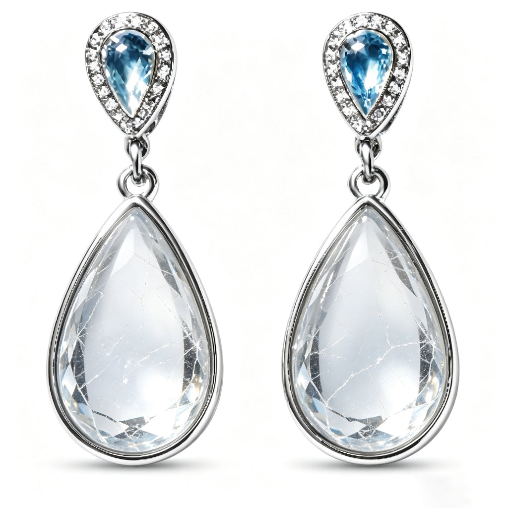 Luminous Cracked Crystal and Azure Teardrop Earrings