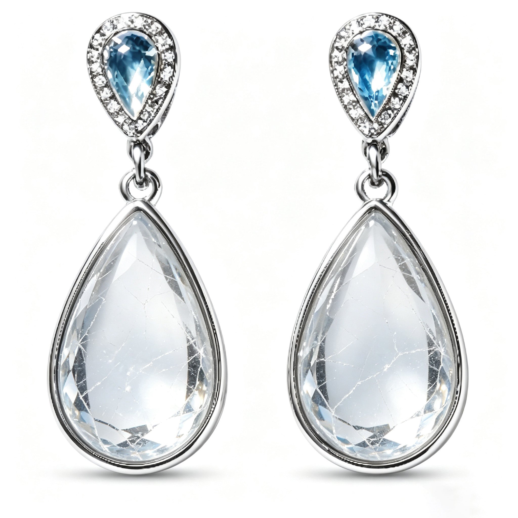 Luminous Cracked Crystal and Azure Teardrop Earrings