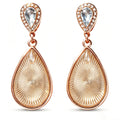 Rose Gold Radiant Sunburst Teardrop Earrings