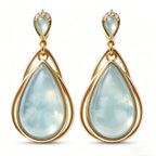 Ethereal Azure Teardrop Gold Earrings