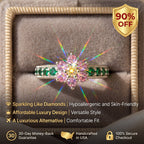 ⚡ 90% OFF Flash Sale:The Heritage Blossom: Pink & Emerald-Hued Moissanite Ring