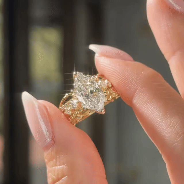 🔥90% OFF Flash Sale:The Royal Marquise: Heritage Gold Moissanite Statement Ring