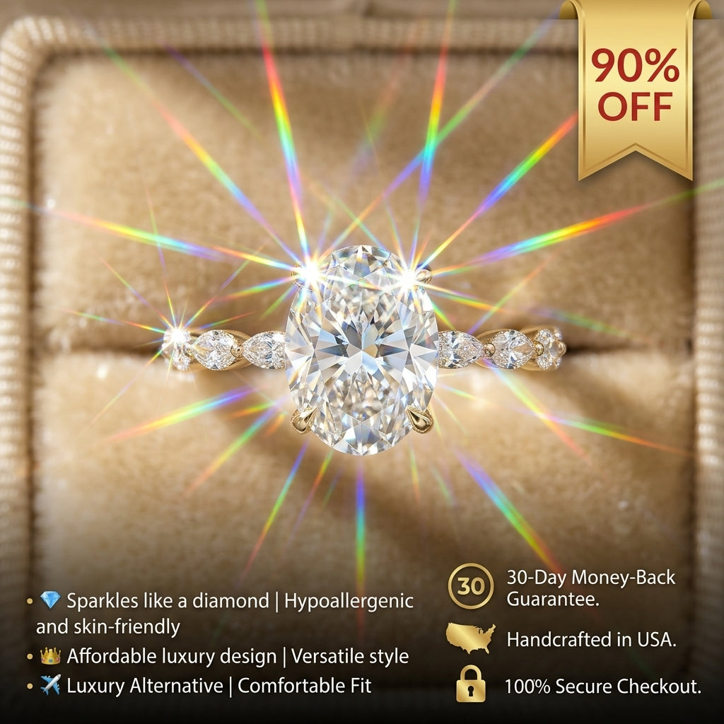 🔥90% OFF Flash Sale:The Radiant Oval: Golden Vine Moissanite Ring