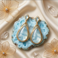 Ethereal Azure Teardrop Gold Earrings