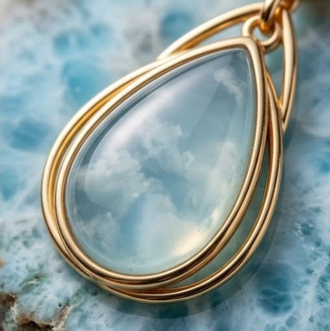 Ethereal Azure Teardrop Gold Earrings