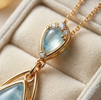Ethereal Azure Teardrop Gold Earrings