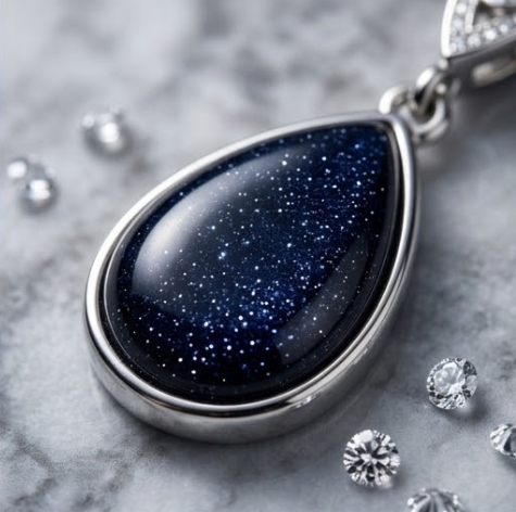 Midnight Starlight Blue Sandstone Drop Earrings