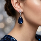 Midnight Starlight Blue Sandstone Drop Earrings