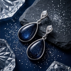 Midnight Starlight Blue Sandstone Drop Earrings