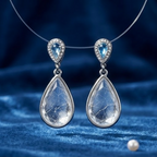 Luminous Cracked Crystal and Azure Teardrop Earrings
