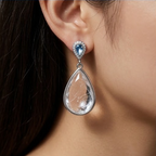 Luminous Cracked Crystal and Azure Teardrop Earrings