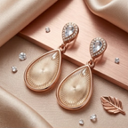 Rose Gold Radiant Sunburst Teardrop Earrings