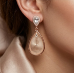 Rose Gold Radiant Sunburst Teardrop Earrings