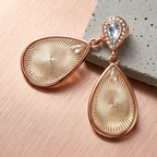 Rose Gold Radiant Sunburst Teardrop Earrings