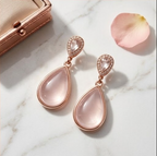 Blush Pink Cabochon Teardrop Earrings